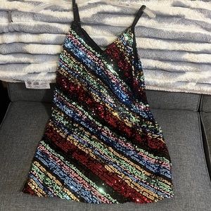 Free Press, multicolor mini dress, lightly worn, size S (runs large)